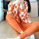 Vintage Sweater Knit Womens Tracksuits Korean Fashion O Neck Woman Pullovers + Harem Pants Two Piece Sets Y2k Winter