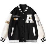 New Spring Retro Letter Embroidered Jackets Coat Men's Y2K Street Hip Hop Trend Baseball Uniform Couple Casual Loose
