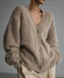 Women's Imitation Sting Cardigan Women Lazy Wind Loose Sweater Soft Long-Sleeved Knitted