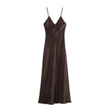 Women's Clothing 2025 Spring New Sleeveless Temperament Silk-Sense Silk-Sense-Backed V-Necked