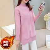 Knit Sweater Pullover Autumn Winter Clothes Korean Solid Long Sleeve Pull Warm Half Turtleneck Sweater Female Jumper