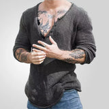 Men's Spring And Autumn Jackcase Knits V-Necked Wool Thin Bottoming Shirt