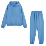Hoodies Tracksuit Fashion Solid Fleece Oversized Sportswear Jogger Set Winter Long Sleeve Hooded Sweatshirts Suit