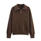 Homemade New Women's Seam Smouse Casual Embroidery Zipper Jack