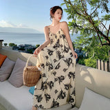 Toloer Floral Lazy Wind Dress Women's Autumn Loose Slip Skirt With A Long Skirt Holiday Beach