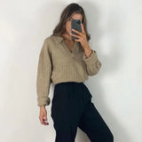 Ardm Za 2021 Woman Sweaters V Neck Plaid Vintage Pullover Women Dropped Sleeve Texture Winter Pull Femme Chic Tops Jumper