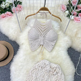 Toloer Tourist Vacation Wind Summer Sling Short Hook Flower Vest Long Skirt Two