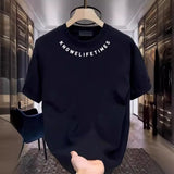 Cotton Without Gender Short-Sleeved T-Shirt Men's Casual Half-Sleeved Neck Print Round Collar