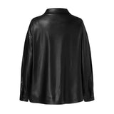 Women's Leather Jacket Autumn 2021 Thin Bomber Jacket Celmia Vintage Long Sleeve Coats Buttons Lapel Casual Solid Work