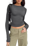And Winter Bottom New Solid Color Buffet Long-Sleeved Jacket Short T-Shirt