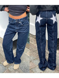 Stars Printed Pockets Denim Jeans-Outfit