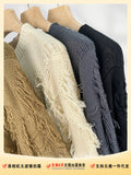 Toloer Not Pierced Hole Round Neck Tassel Sweater Women's Design Sense Bottom Waste Earthen Top Loose