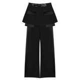Spring New Leather Belt Short Skirt Belt Belt Belt Belt Belt + Two-Piece Pendant Broad Leg Pants Women Two Sets