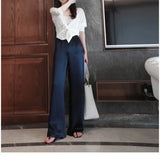 Toloer Wide Leg Pants Female Summer High Waist Hanging Feeling Pants Female Spring And Autumn Straight Tube Casual Floor Trousers Cloud Pants-Outfit