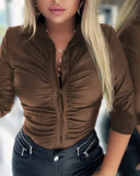 Independent Station 2023 Autumn And Winter New Commuter Long-Sleeved Lapel Shirt Women's Stock-Outfit