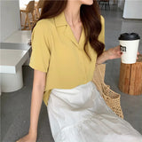 Toloer 2023 New Women's Versatile Short-Sleeved Shirt