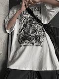 Men's Gothic Punk Shield Graphic Tee-Outfit