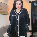 And Winter Thicker Coral Velvet Pyjamas Set Home Clothes Plus Velvet Cute Flannel Long Sleeve