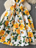 Dress Women's French Retro High-End Waist Dress Shows Lean Temperament, Swinging Vest And Long Dress-Outfit