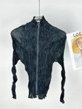 Folded Niche Design Lazy Wind Coat Women's Summer New Air Conditioning Pure Color Thin Zipper