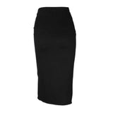 Women Casual Sexy High Split Skirt Summer 2023, Solid Color High Elastic Waist Long Skirt Club Wear-Outfit