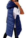 Sleeveless Puffer Jacket Women Hooded Cotton Padded Waistcoat Casual Streetwear Zipper Pocket Jacket Fashion Long Quilted