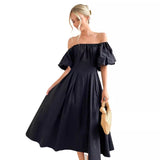 Women's Collar Dress Soaked Sleeve High-Waisted Dopamine Wearing Large Swing Dress Women's