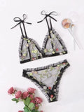 Sex Lingerie Sexy Women's Slings Mesh Print Lingerie Lingerie