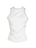 New Female Temperament Dress-Up Round Collar Sleeveless Back Hot Diamond Design Vest Top