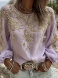 Hot 3D Digital Print Ladies Round Collar Retro Bohemian
