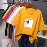 Cartoon Printed Cotton Summer T Shirts Women Soft Kawaii Loose Tees Female Plus Size Short Sleeve Tops for Lady