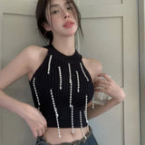 Tuxedo Pendant Vest Woman Summer New Sexy Hottie Hanging Neck Sling Design Sleeveless