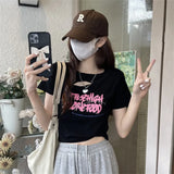 Toloer Girls Hollow Out Short T-Shirt Female Summer 2024 New Design Sense Slim Slim Short-Sleeved Student