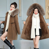 Add Velvet And Thick Pie To Overcome The Female 2024 Winter New Medium And Long Korean Version Of Ing Cotton Clothes Show Thin Cotton-Padded Clothes-Outfit