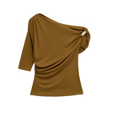Homemade New Women's Clothing Fashionable Asymmetric Nylon Top
