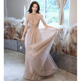 Art Exam Evening Dress Woman 2025 New Long-Sleeved Light Luxury Small Temperament Long Banquet Host Ponpong