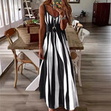 Toloer Summer New Hot Style Casual Slip Print V-Neck Sleeved Dress Dress-Outfit