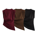 Women's Clothing 2025 Spring New New Fashion Folding Decoration Asymmetrical With Pad Shoulder Dress