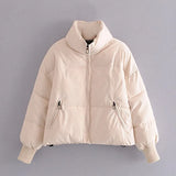Aachoae Autumn Winter Women Fashion Thick Warm Padded Parkas Coats Female Long Sleeve Pockets Coat Chic Elegant Outerwear