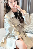 Women Fashion Classic Solid Color Turn-down Collar Single-breasted All-match Elegant Temperament Coat Tops Clothes