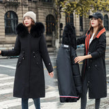 Long Two Wear Cotton Dress Korean Version Over The Knee Pie To Overcome The Slim Hair Collar And Velvet Padded Clothes Female 2023 Unloading Windbreaker-Outfit