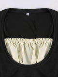 Square collar Lace Crop Top-Outfit