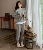 Chic Women Sweater Pullovers & Elastic Waist Harem Pants Autumn Winter Female 2 Pieces Knitted
