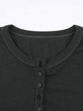 Button Down Long Sleeve Knit Top-Outfit