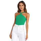 Toloer Summer New Sexy Hot Girl Hanging Neck Sling Vest Slim Knit Female Top-Outfit
