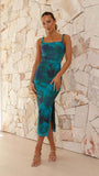 Women's Spring New Sleeveless Thin Slings With A Letter-Word Collar Print Open Skirt Dress