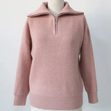 Winter Women's Turtleneck Sweater Pullover Women Zipper Turn Down Beige Knitted Oversize Jumper Loose Vintage Warm