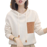 Loose Leather Hooded Sweater Women's Fall 2024 Fashion Foreign Style Leisure Design Sense Thickened Hoodie Jacket-Outfit
