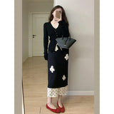 Retro Design Splicing Wave Point Bag Hip Half-Dress Girl 2025 Spring Slimming Temperament Long