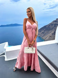 New Sling Multicolor Dress INS Casual Fashion Dark V-Neck Dress In Summer-Outfit